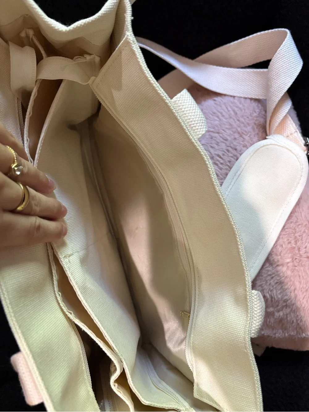 Cream Canvas Tote Bag with Adjustable Strap